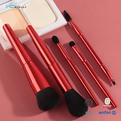 Brosse de lecture synthétique de maquillage de cheveux de poignée rouge en métal de 5PCS Dard Logo Makeup Brush fait sur commande