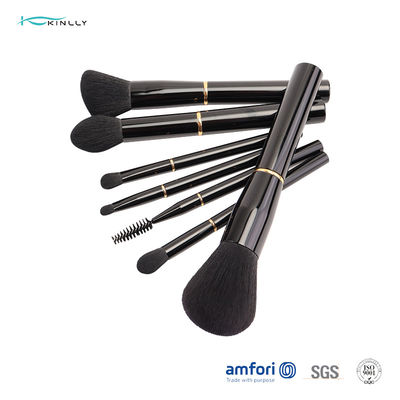 Brosse de maquillage avec les outils synthétiques de beauté de cheveux de Rose Gold Ring Aluminium Ferrule