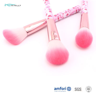 Brosse de lecture cosmétique de voyage en plastique en nylon rose de cheveux 6pcs avec l'olive en aluminium