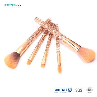Le cadeau de Rose Gold Ferrule Makeup Brush de scintillement a placé 5pcs pour le fard à paupières d'eye-liner