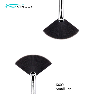 Petites brosses individuelles de maquillage de fan de noir d'ODM d'OEM avec les cheveux en nylon