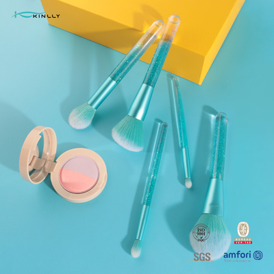 Le maquillage coloré de poignée de Bling de scintillement de marque de distributeur balaye 5PCS Crystal Diamond Face Makeup Brush Set brillant de haute qualité