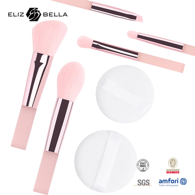 Coiffures de maquillage pour cheveux synthétiques, pinceaux de maquillage rose, kits de pinceaux de maquillage pour voyages avec boîte d'emballage en PVC transparent