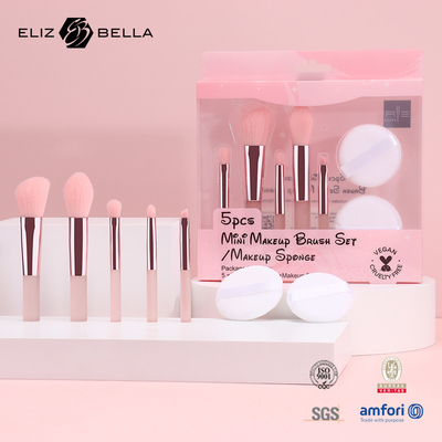 Coiffures de maquillage pour cheveux synthétiques, pinceaux de maquillage rose, kits de pinceaux de maquillage pour voyages avec boîte d'emballage en PVC transparent