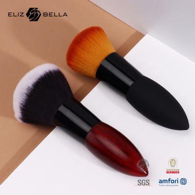 2pcs maquillage en bois à poignée courte brosse à cheveux synthétiques avec ferrule en aluminium