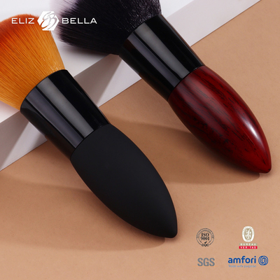 2pcs maquillage en bois à poignée courte brosse à cheveux synthétiques avec ferrule en aluminium