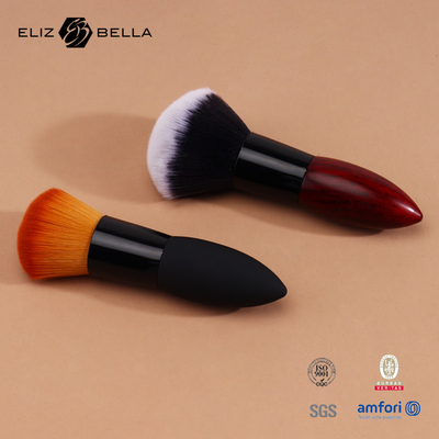 2pcs maquillage en bois à poignée courte brosse à cheveux synthétiques avec ferrule en aluminium
