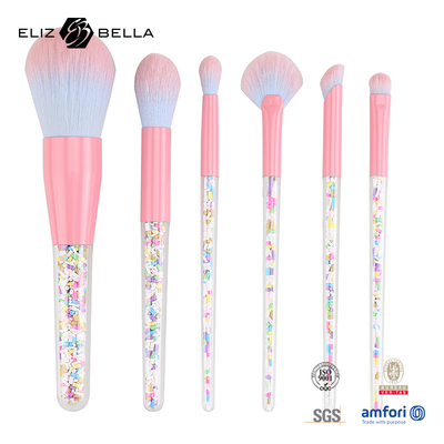 6pcs maquillage pinceau ensemble bonbons maquillage pinceau coloré transparent poignée de pinceau granulaire plastique