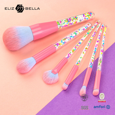 6pcs maquillage pinceau ensemble bonbons maquillage pinceau coloré transparent poignée de pinceau granulaire plastique