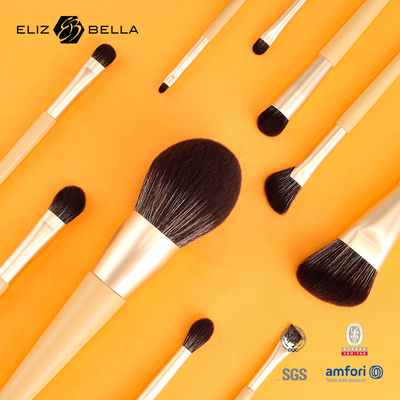11 pièces de maillot en bois maquillage et brosses de beauté ensemble de ferrule en aluminium brosses cosmétiques, ensemble de brosses de cheveux synthétiques