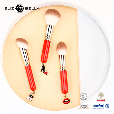 3pcs Manche en bois Essentiel ensemble de pinceau cosmétique outils de maquillage synthétique OEM ODM