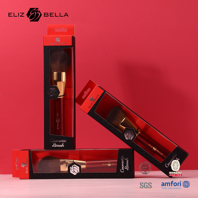 Pochoir cosmétique à poignée en bois rouge avec maquillage pour cheveux synthétiques Pochoirs à ferrule en aluminium doré