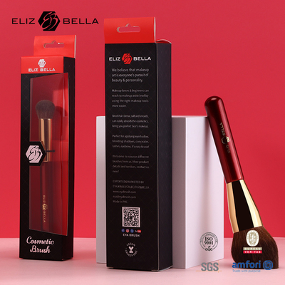 Pochoir cosmétique à poignée en bois rouge avec maquillage pour cheveux synthétiques Pochoirs à ferrule en aluminium doré