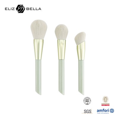 3pcs de pinceau de maquillage personnalisé pour la poudre, le blush, le pinceau de contour, le manche en plastique et la ferrule en aluminium