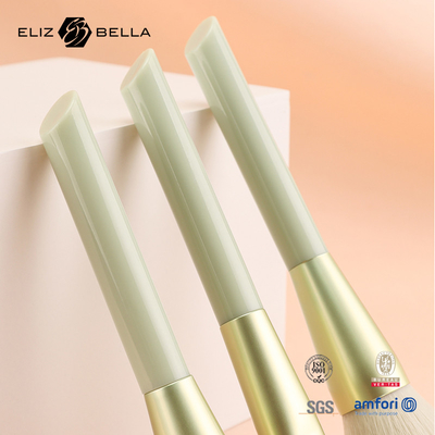 3pcs de pinceau de maquillage personnalisé pour la poudre, le blush, le pinceau de contour, le manche en plastique et la ferrule en aluminium