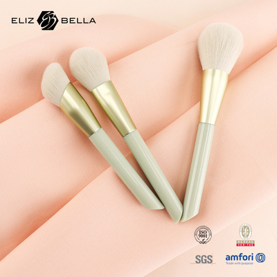 3pcs de pinceau de maquillage personnalisé pour la poudre, le blush, le pinceau de contour, le manche en plastique et la ferrule en aluminium