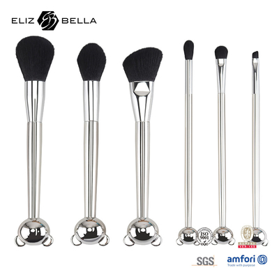 Des outils de maquillage en plastique en forme de chat avec des cheveux synthétiques 100% Ferrule en aluminium brillant