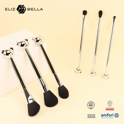 Des outils de maquillage en plastique en forme de chat avec des cheveux synthétiques 100% Ferrule en aluminium brillant