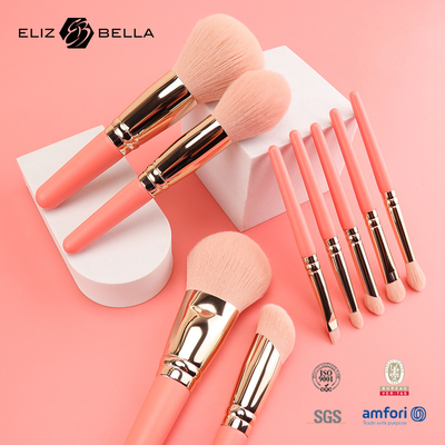 9PCS Cute Brushes de maquillage avec une poignée de bois courte 100% de cheveux synthétiques OEM