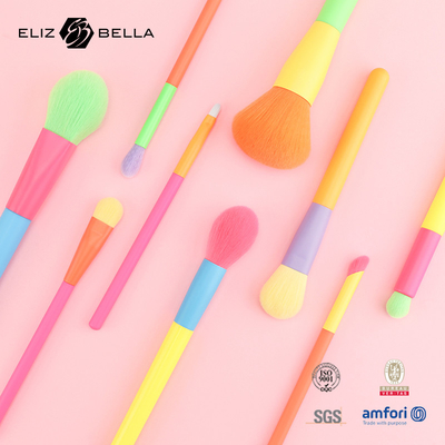 12 PCS pinceaux de maquillage avec poignée en bois coloré et ferrule Logo personnalisé accepté