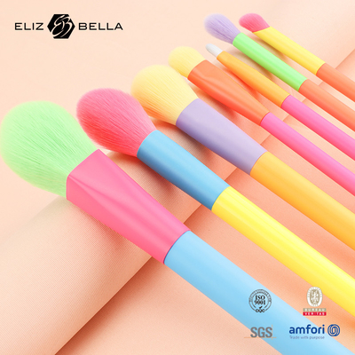 12 PCS pinceaux de maquillage avec poignée en bois coloré et ferrule Logo personnalisé accepté