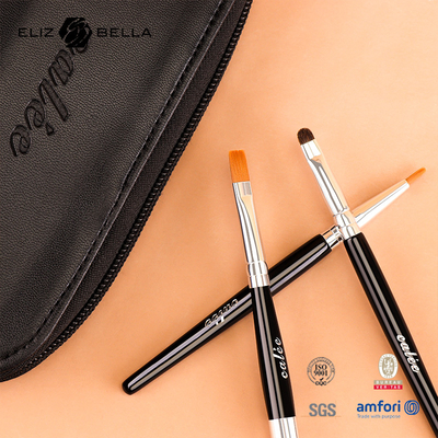 Personnalisez 9 pinceaux de maquillage avec poignée en bois noir et ferrule en aluminium