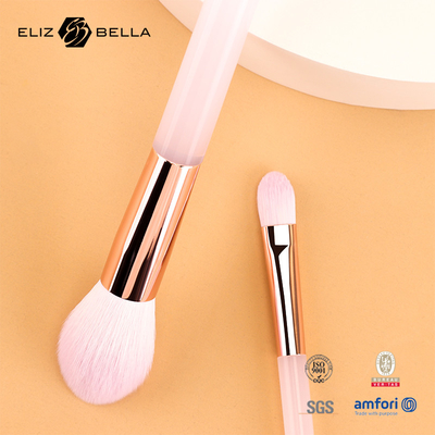 5pcs pinceau de maquillage en plastique rose, ensemble de pinceau cosmétique pour cheveux synthétiques, poudre, mélange d'yeux, pinceau d'ombre d'oeil
