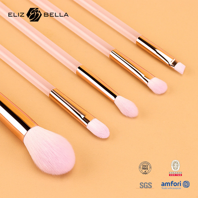 5pcs pinceau de maquillage en plastique rose, ensemble de pinceau cosmétique pour cheveux synthétiques, poudre, mélange d'yeux, pinceau d'ombre d'oeil
