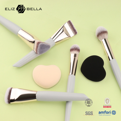 Mini ensemble de pinceaux de maquillage pour les voyages 5PCS pinceaux cosmétiques végétaliens et sans cruauté pour le visage et les yeux
