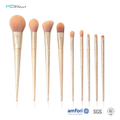 Le maquillage synthétique de cheveux d'or balaye le voyage Kit With Plastic Handle