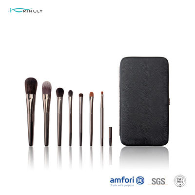 brosses synthétiques de maquillage des cheveux 7pcs avec l'emballage de caisse cosmétique de fer