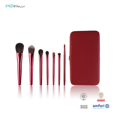 Brosse de lecture cosmétique en bois rouge de maquillage de la poignée 7PCS avec le cas cosmétique