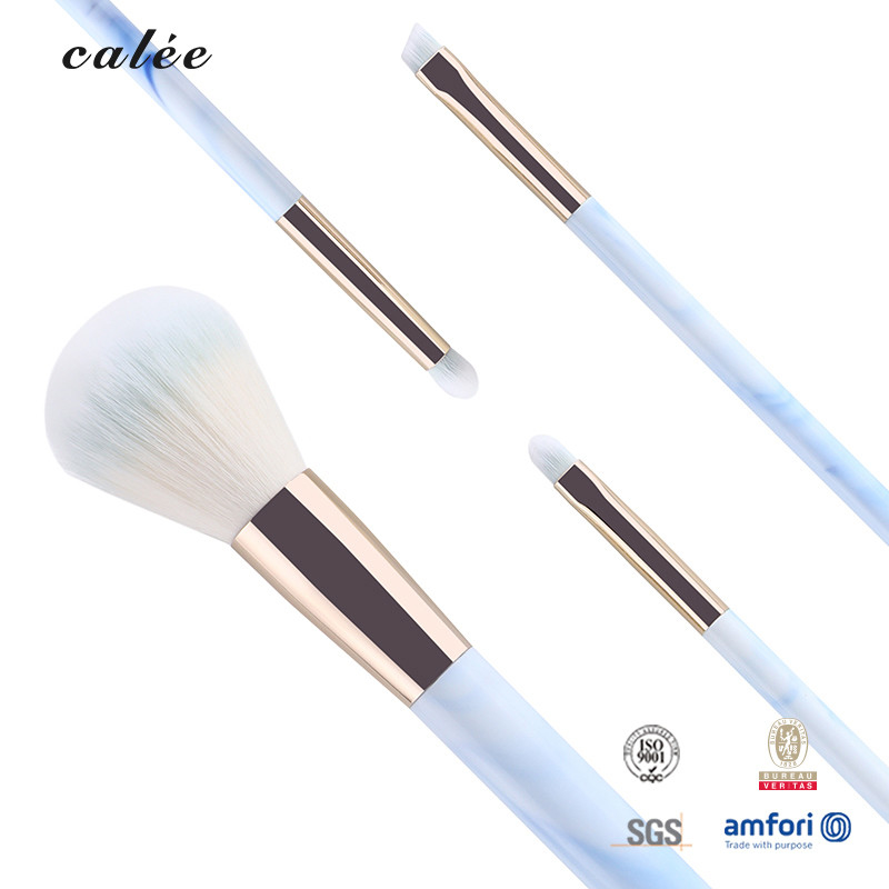 4 pièces de pinceau de maquillage de voyage avec poils synthétiques et poignée en plastique avec boîte d'emballage en PVC
