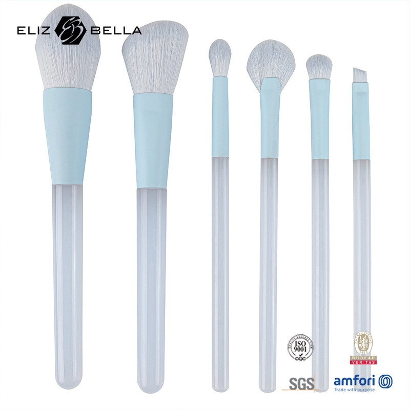 Manche en plastique LOGO personnalisé Accepté Brosses de maquillage de luxe pour le maquillage Brosses fonctionnelles,100% de cheveux synthétiques