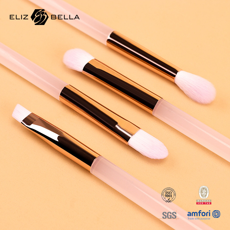 5pcs pinceau de maquillage en plastique rose, ensemble de pinceau cosmétique pour cheveux synthétiques, poudre, mélange d'yeux, pinceau d'ombre d'oeil