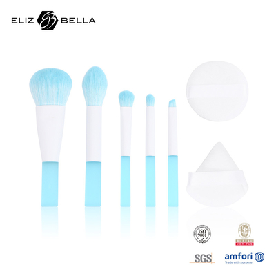 5 pièces de pinceau de maquillage de voyage avec maquillage puff boîte d'emballage en PVC transparent