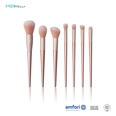 Kits en bois en aluminium de brosse de maquillage de cosmétiques de l'olive 7PCS