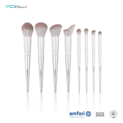 La fibre synthétique sans cruauté se raidit la brosse de lecture de maquillage du visage 8pcs, la poignée en bois et l'olive en aluminium