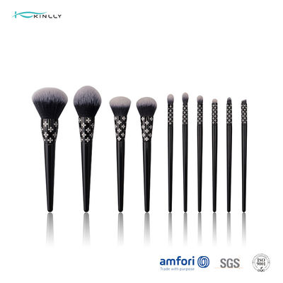 Brosse de lecture cosmétique de maquillage de poignée en bois 10pcs avec le laser Logo On Ferrule